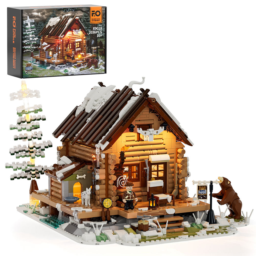 FUNWHOLE Lakeside Cabin Construction Set for Adult: LED Included