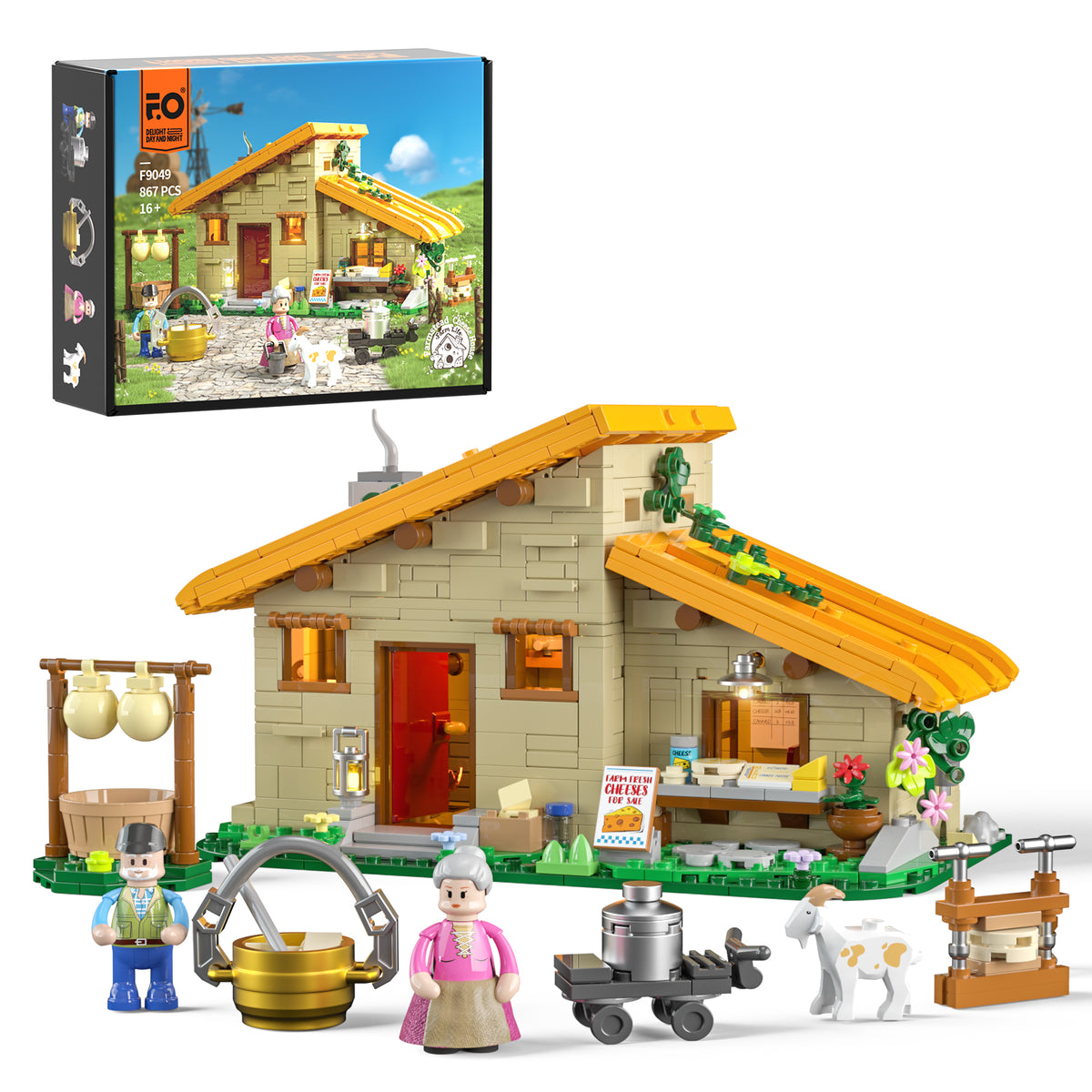 FUNWHOLE - Farmstead Cheese House 867PCS - Building Block Toy- USA (Ship to USA)