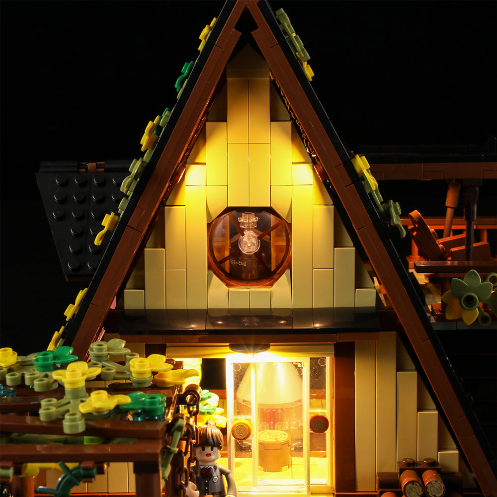  FUNWHOLE A-Frame Cabin Lighting Building Bricks Set