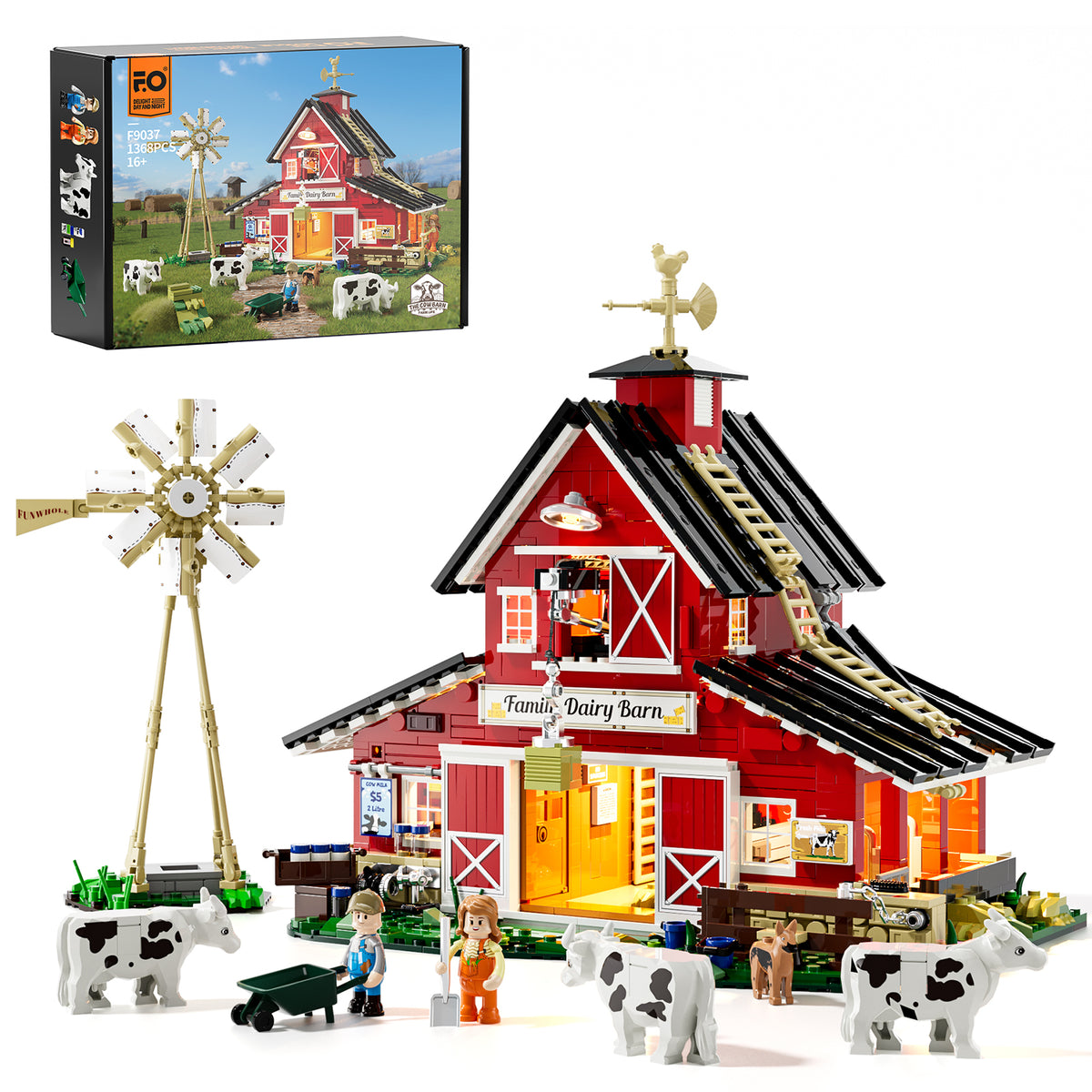 FUNWHOLE - Cow Barn 1368PCS - Building Block Toy- USA (Ship to USA)