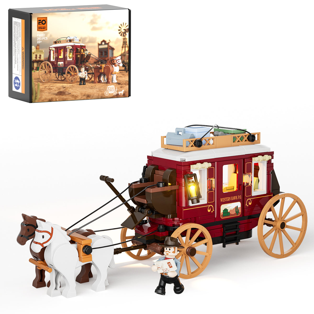 FUNWHOLE - Western Stagecoach 293PCS - Building Block Toy- USA(Ship to USA)