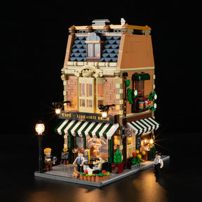 Funwhole Book-Cafe Lighting Building-Bricks Set - City Town Coffee House LED Light Modular Construction Building Model Sets 1718 Pcs for Adults and Teen