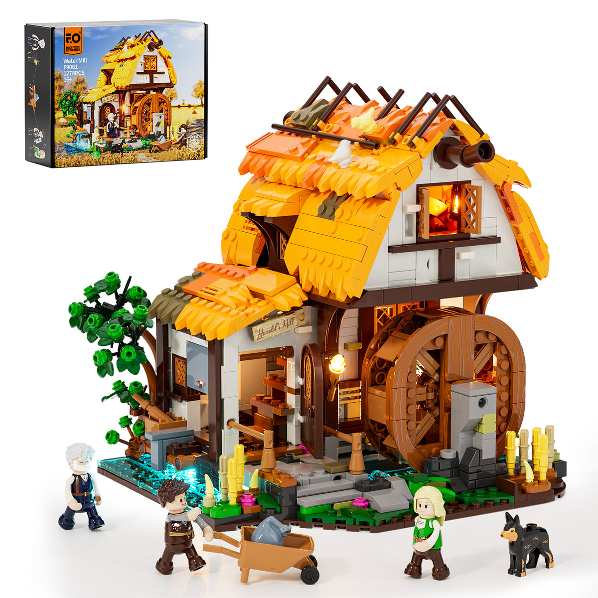 FUNWHOLE - Medieval Water Mill 1278PCS - Building Block Toy- USA(Ship to USA)