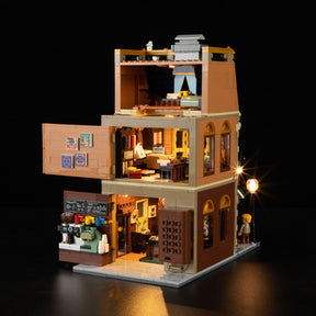 Funwhole Book-Cafe Lighting Building-Bricks Set - City Town Coffee House LED Light Modular Construction Building Model Sets 1718 Pcs for Adults and Teen